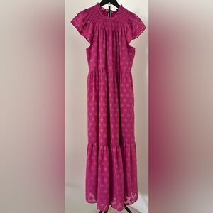 🌺 Donna Morgan Magenta Smocked Maxi Dress with Pockets 🌺
